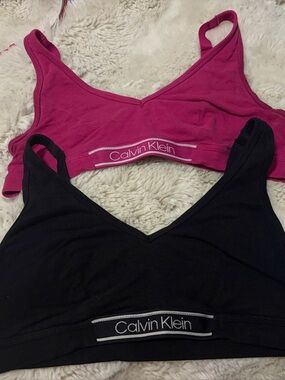 Calvin Klein Women's Cotton Bralette - Black & Fuchsia Size M